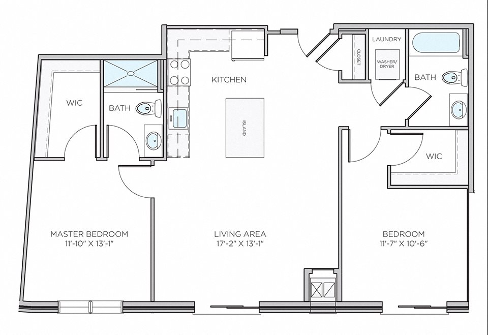 2 bedroom floor plan Ardmore apartments